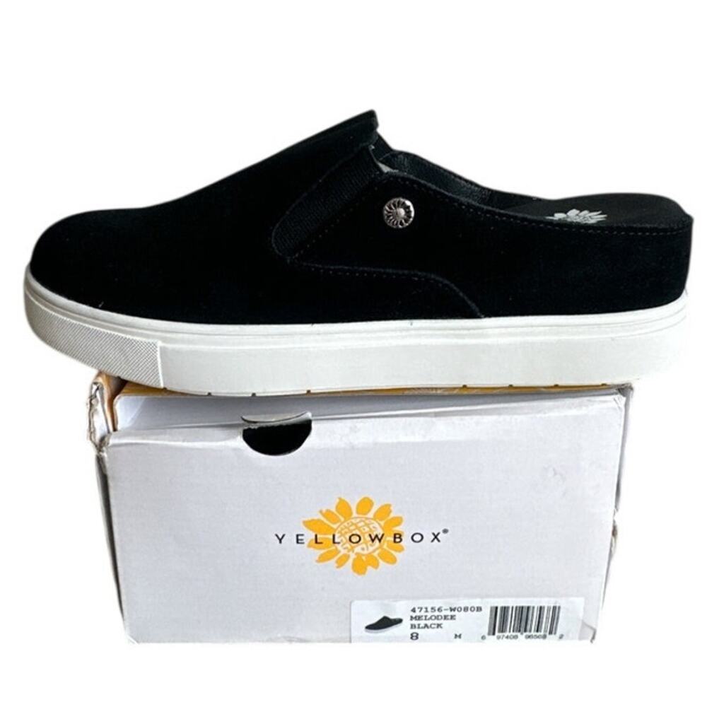 Yellow Box Melodee Black Suede Slip-On Mule Sneaker Women's Size 8 New in Box
